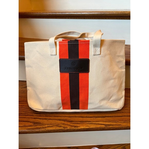John Hardy Canvas tote with leather tag - Picture 1 of 5